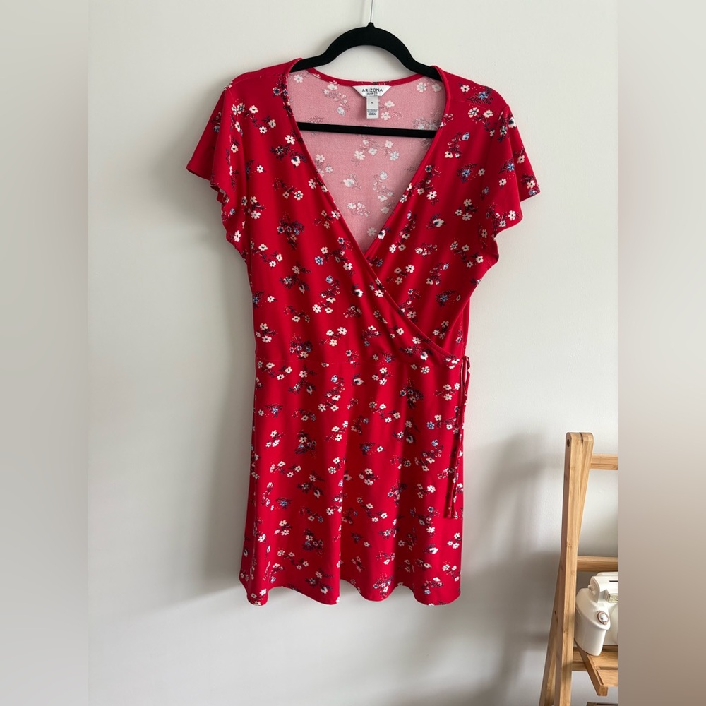 Floral Red Wrap Dress